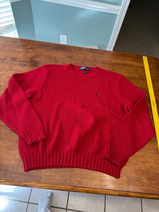 Polo Ralph Lauren Other - Vintage Polo Ralph Lauren Red Crewneck Sweater XL Cotton Wool Pullover Navy Pony